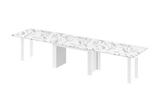 Stół rozkładany MAGRO 170/410x100 - biały marmur połysk/biały połysk