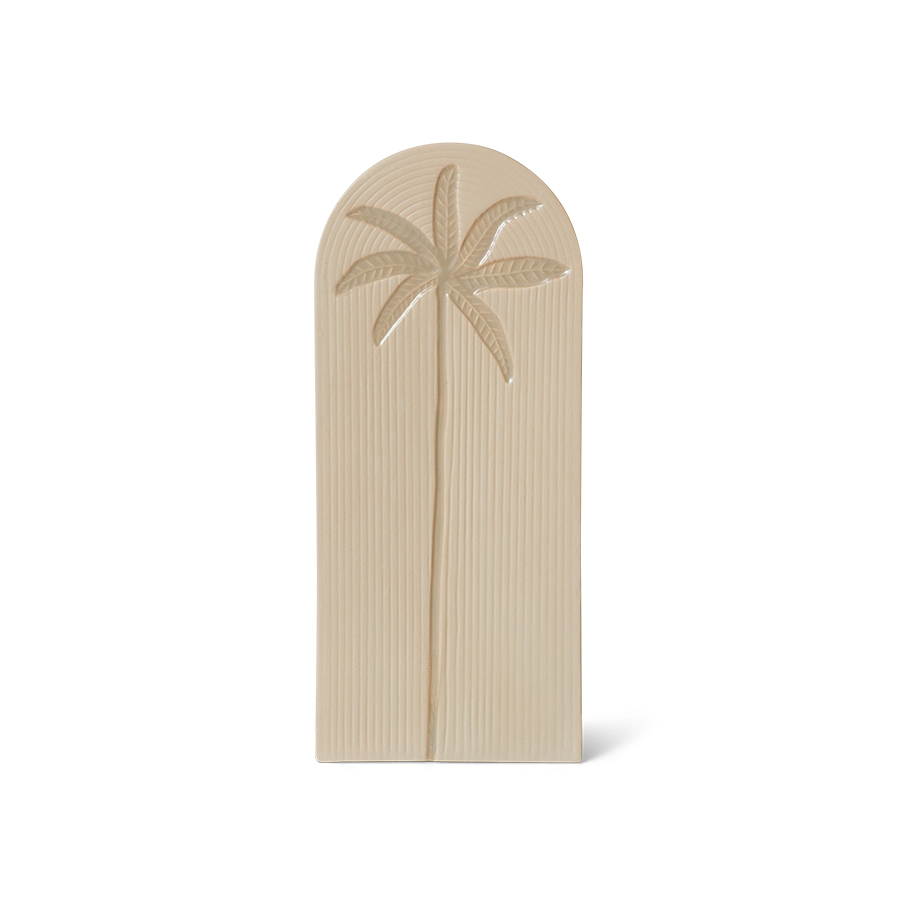 Dekoracja ścienna z kamionki TILE PALM - kremowy
