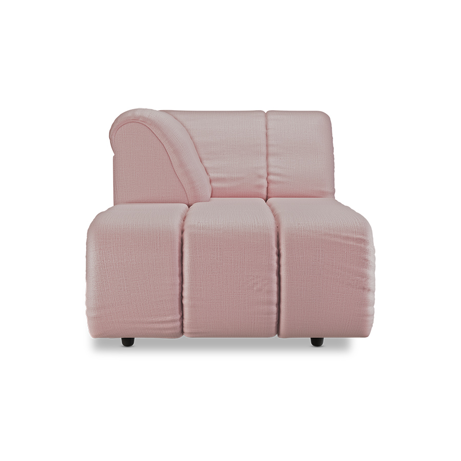 Sofa WAVE: szezlong lewy - różowy