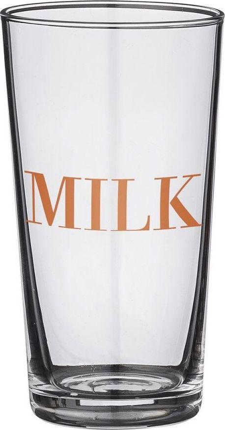 Szklanka z napisem MILK - transparentny