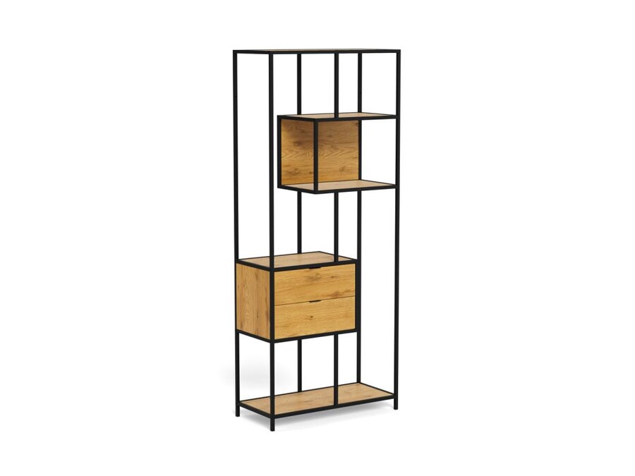 Regał z szufladami SEAFORD 77 cm - dziki dąb/czarny