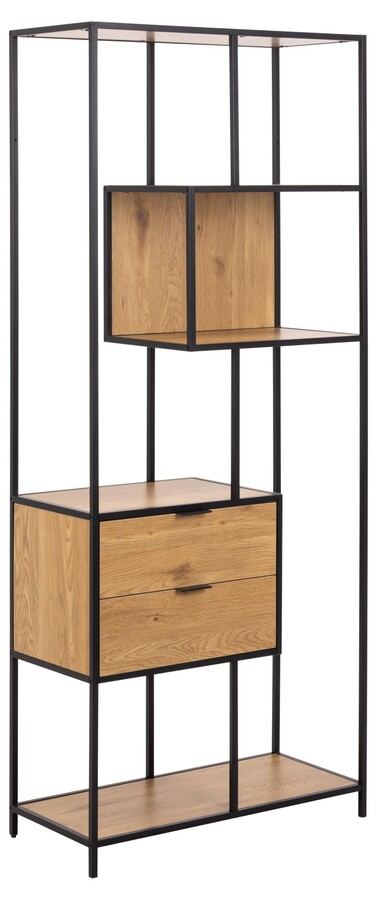Regał z szufladami SEAFORD 77 cm - dziki dąb/czarny