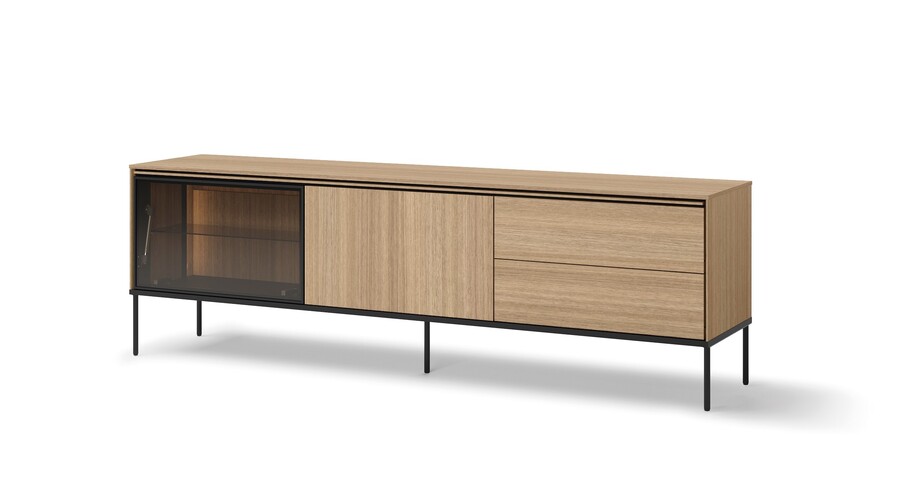 Szafka RTV podświetlana VISSO VI-08 197 cm - dąb linearny