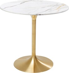 Stół okrągły z ceramicznym blatem 90 cm - biały/złoty