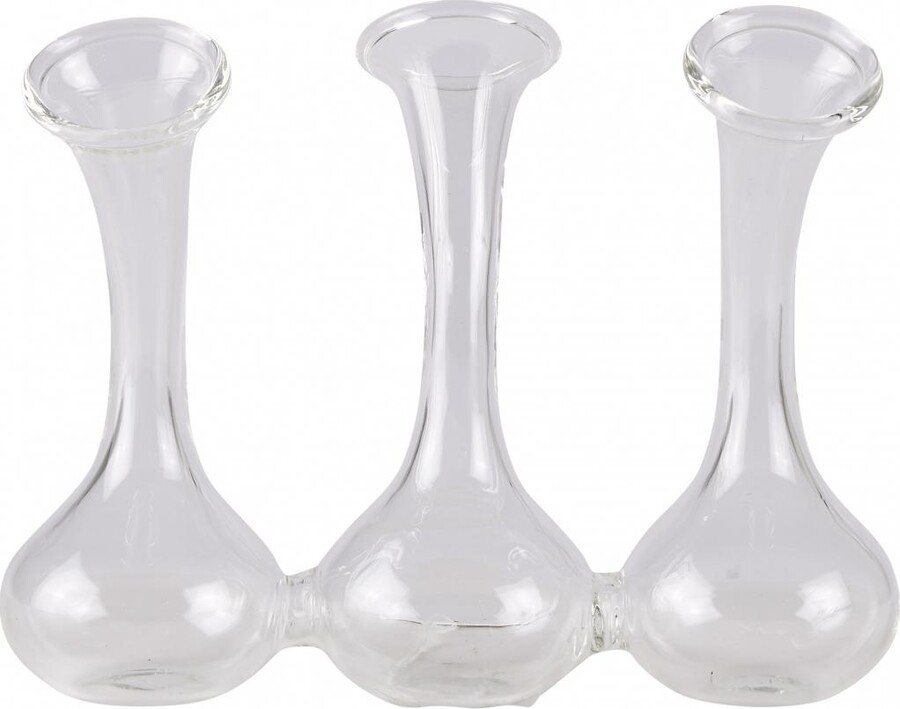 Wazon transparentny ze srebrnym zdobieniem 14 cm