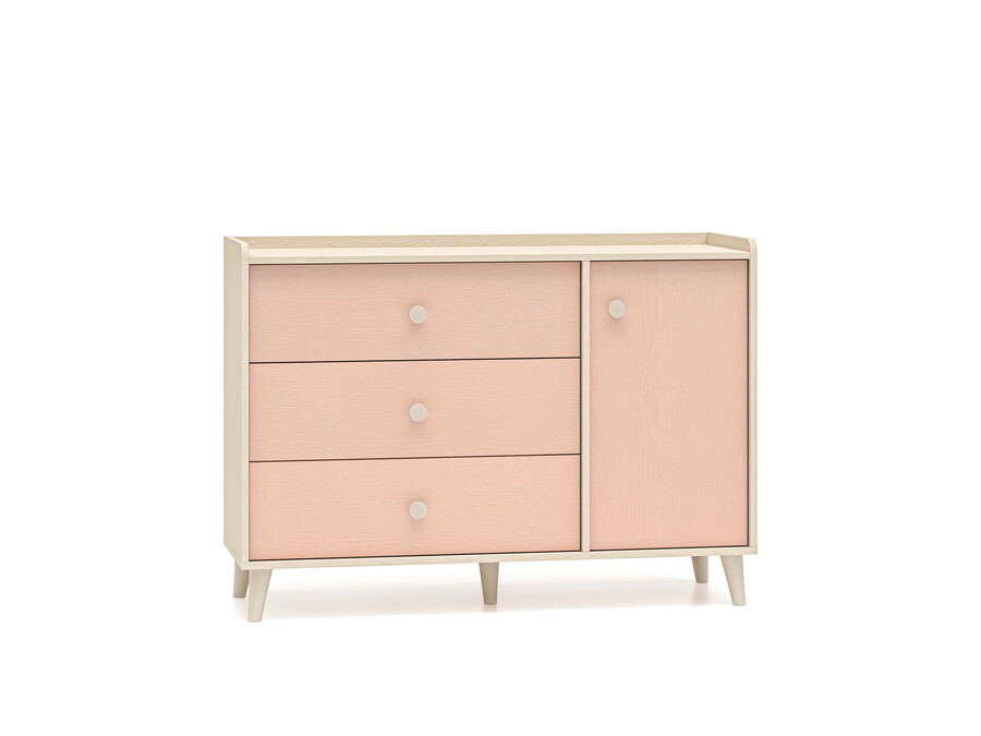 Komoda 1-drzwiowa MEVEL 05 - beż piaskowy/millenial pink