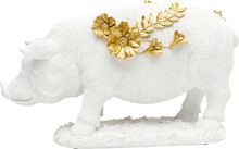 Figurka dekoracyjna FLOWER PIG - biały