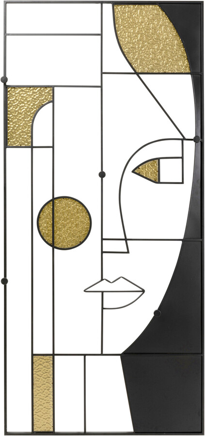 Wieszak ścienny ART GIRL FACE - czarny/złoty