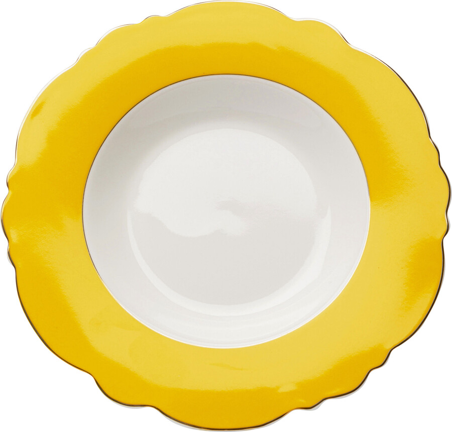 Plate Deep Harlequin Yellow Ř23cm