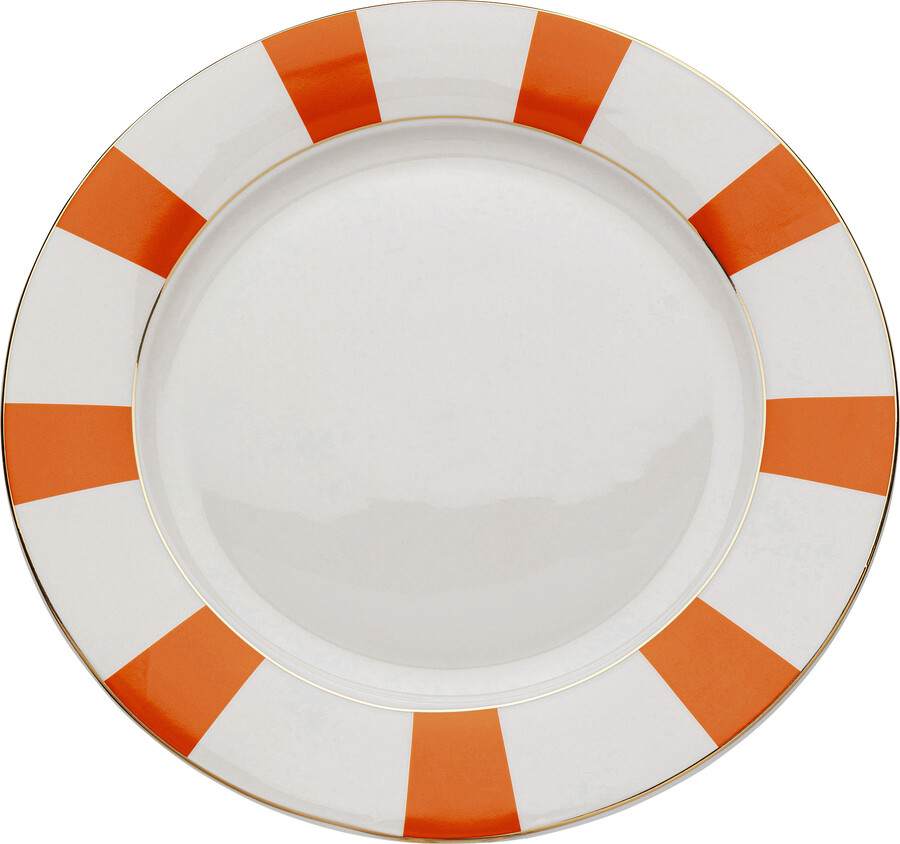Talerz obiadowy HARLEQUIN 27 cm - biały/pomarańczowy