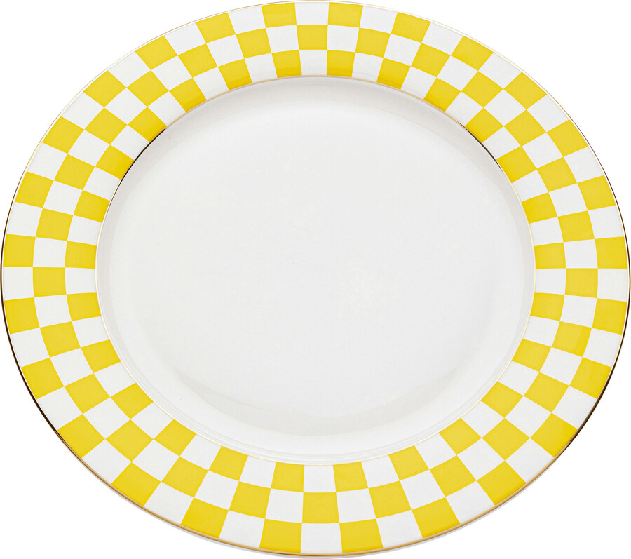 Talerz obiadowy HARLEQUIN 27 cm - biały/żółty