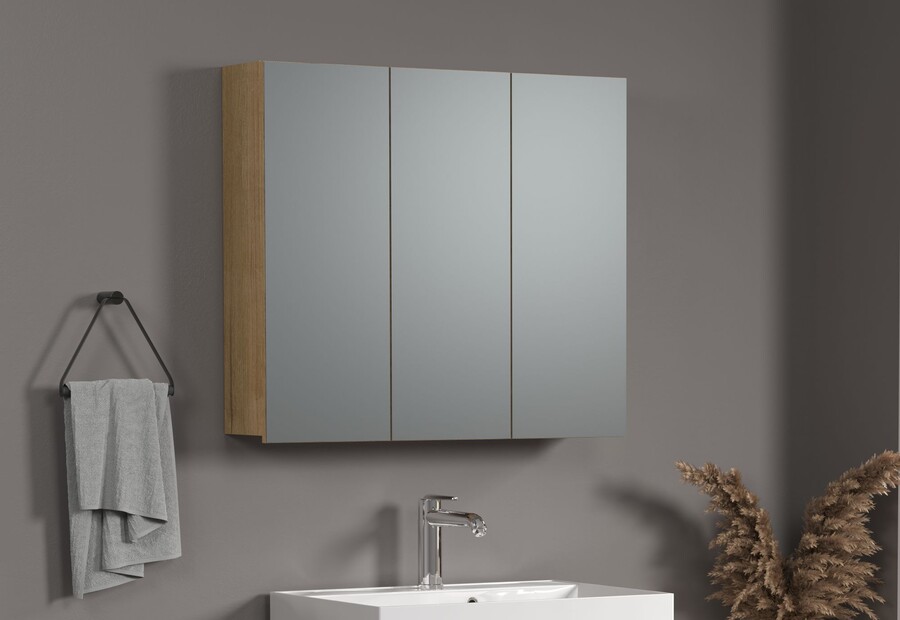 Szafka wisząca 3-drzwiowa z lustrami PURE BLISS - dąb evoke