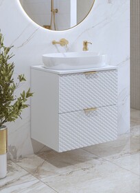 Szafka pod umywalkę wisząca LAURA 47 - 60 cm - biały