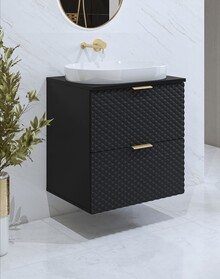 Szafka pod umywalkę wisząca LAURA 47 - 60 cm - czarny onyks/czarny