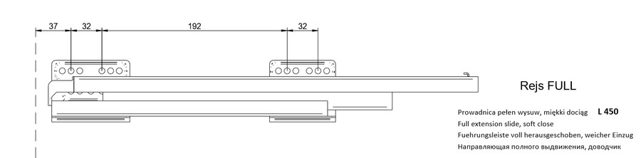 VARIANT MULTI System jezdny boczny prawy (2025) Rejs Full L-450 metal efekt chrom