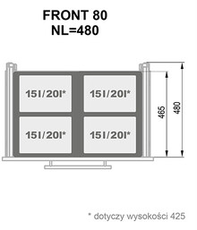 Segregacja odpadów Szuflada z 4 pojemnikami na odpady SEGREGO 80 cm / 32 cm - grafit - Rejs