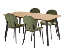 Zestaw stół + 4 krzesła CADIZ - dąb/zielony/czarny cadiz_dining_table_set_top_melamine_oak_base_stee_7205697489.jpg