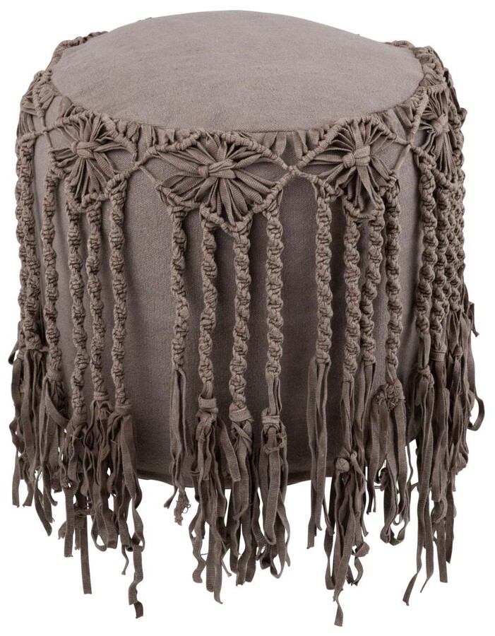 Podnóżek z frędzlami MACRAME - brązowy