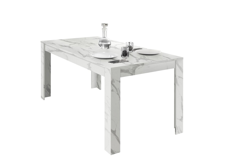 Stół rozkładany CARRARA 137/185x90 - marmur biały mat