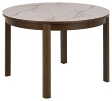 Stół okrągły SOUTHAMPTON 120 cm - kremowy/dąb wędzony