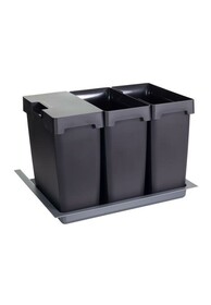 Segregacja odpadów Kosz na odpady OEKO - ZESTAW POJEMNIKÓW 600/ wys. 375/ 3x17 z 1 pokrywką/ wytłoczka docięta/ antracyt PEKA - Peka