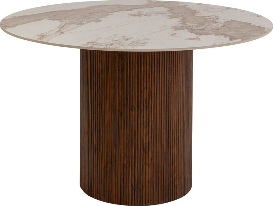 Stół okrągły RUBEN 120 cm - biały/brązowy